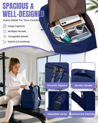 Gym Backpack for Women Men,Cheer bag,Lightweight Gym Bag with Shoe Compartment, Waterproof Sports Backpack with Wet Pocket, Black