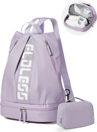 Gym Backpack for Women Men,Cheer bag,Lightweight Gym Bag with Shoe Compartment, Waterproof Sports Backpack with Wet Pocket, Black