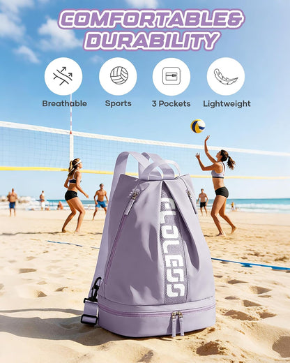 Gym Backpack for Women Men,Cheer bag,Lightweight Gym Bag with Shoe Compartment, Waterproof Sports Backpack with Wet Pocket, Black