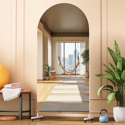 Hasipu 71" x 28" Arched Full Length Mirror on Wheels