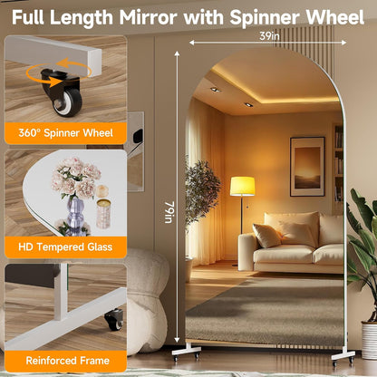 Hasipu 71" x 28" Arched Full Length Mirror on Wheels