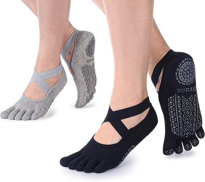 Women Pilates Socks Non Slip Grip Five Toe Yoga Socks for Fitness