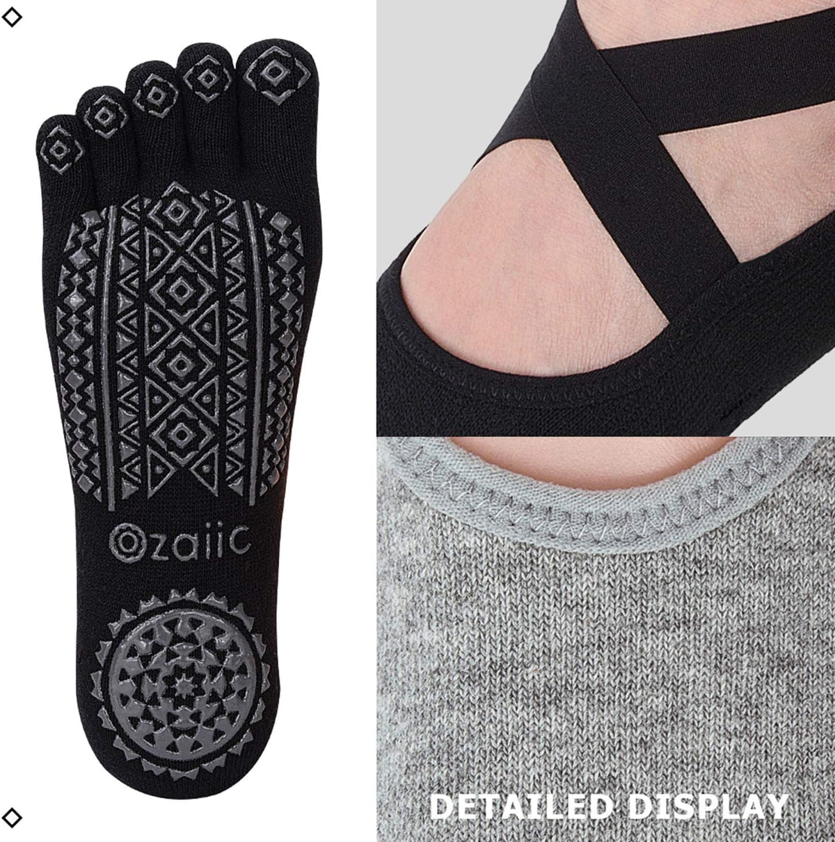 Women Pilates Socks Non Slip Grip Five Toe Yoga Socks for Fitness