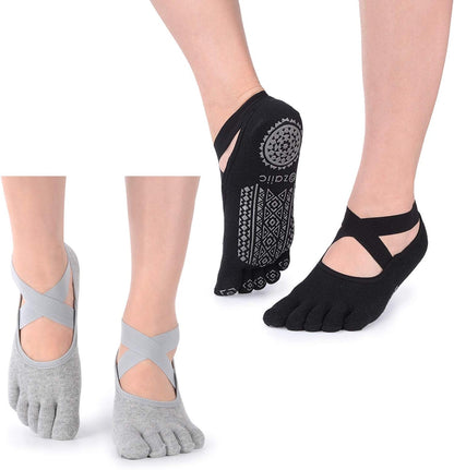 Women Pilates Socks Non Slip Grip Five Toe Yoga Socks for Fitness