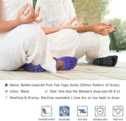Women Pilates Socks Non Slip Grip Five Toe Yoga Socks for Fitness