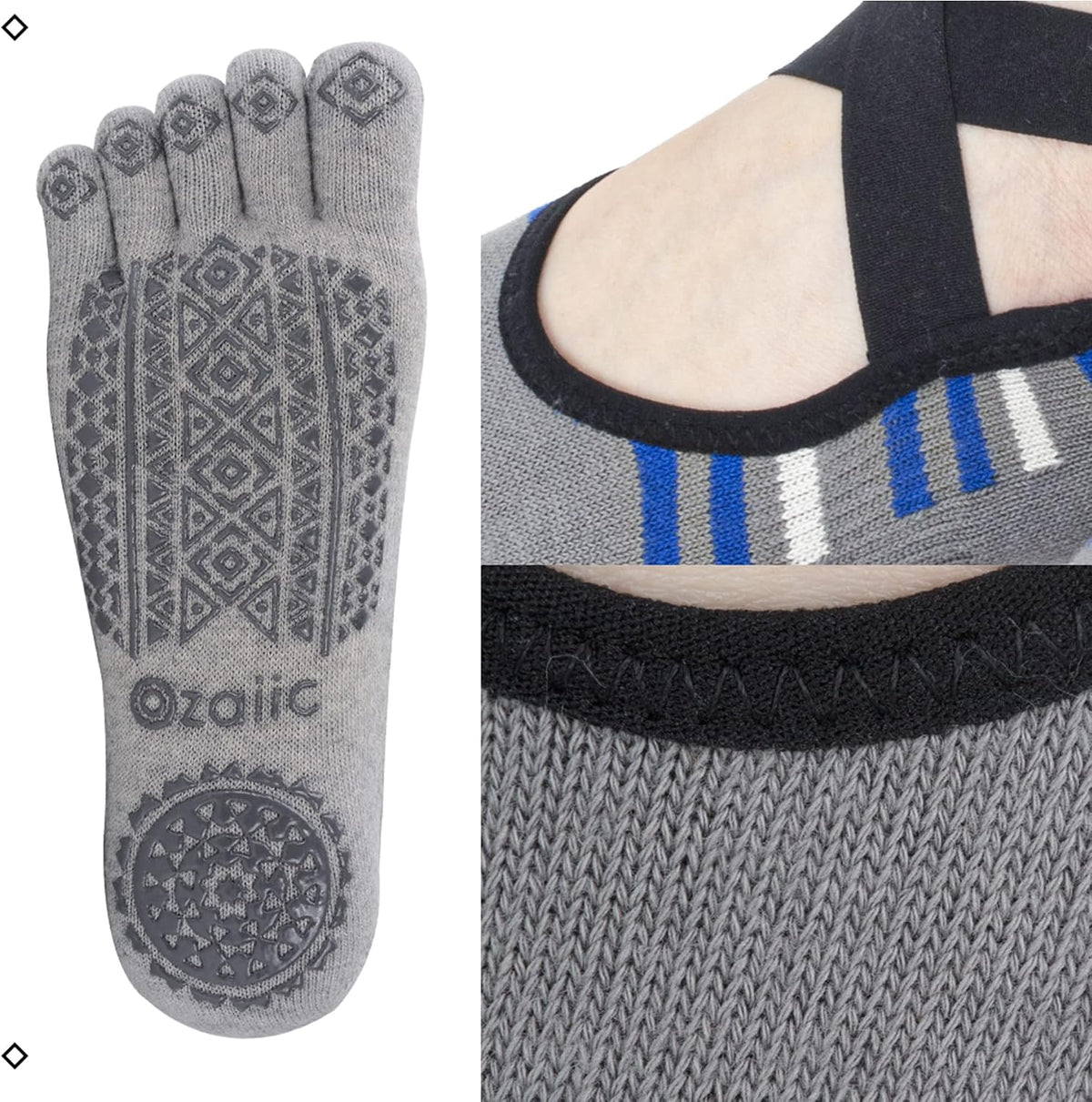 Women Pilates Socks Non Slip Grip Five Toe Yoga Socks for Fitness