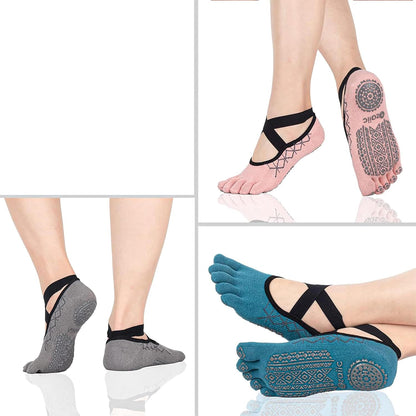Women Pilates Socks Non Slip Grip Five Toe Yoga Socks for Fitness