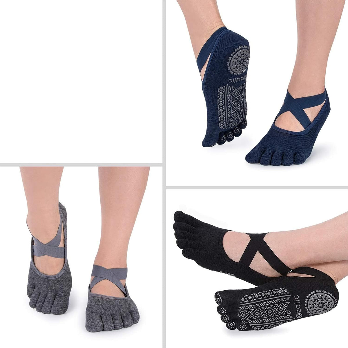 Women Pilates Socks Non Slip Grip Five Toe Yoga Socks for Fitness