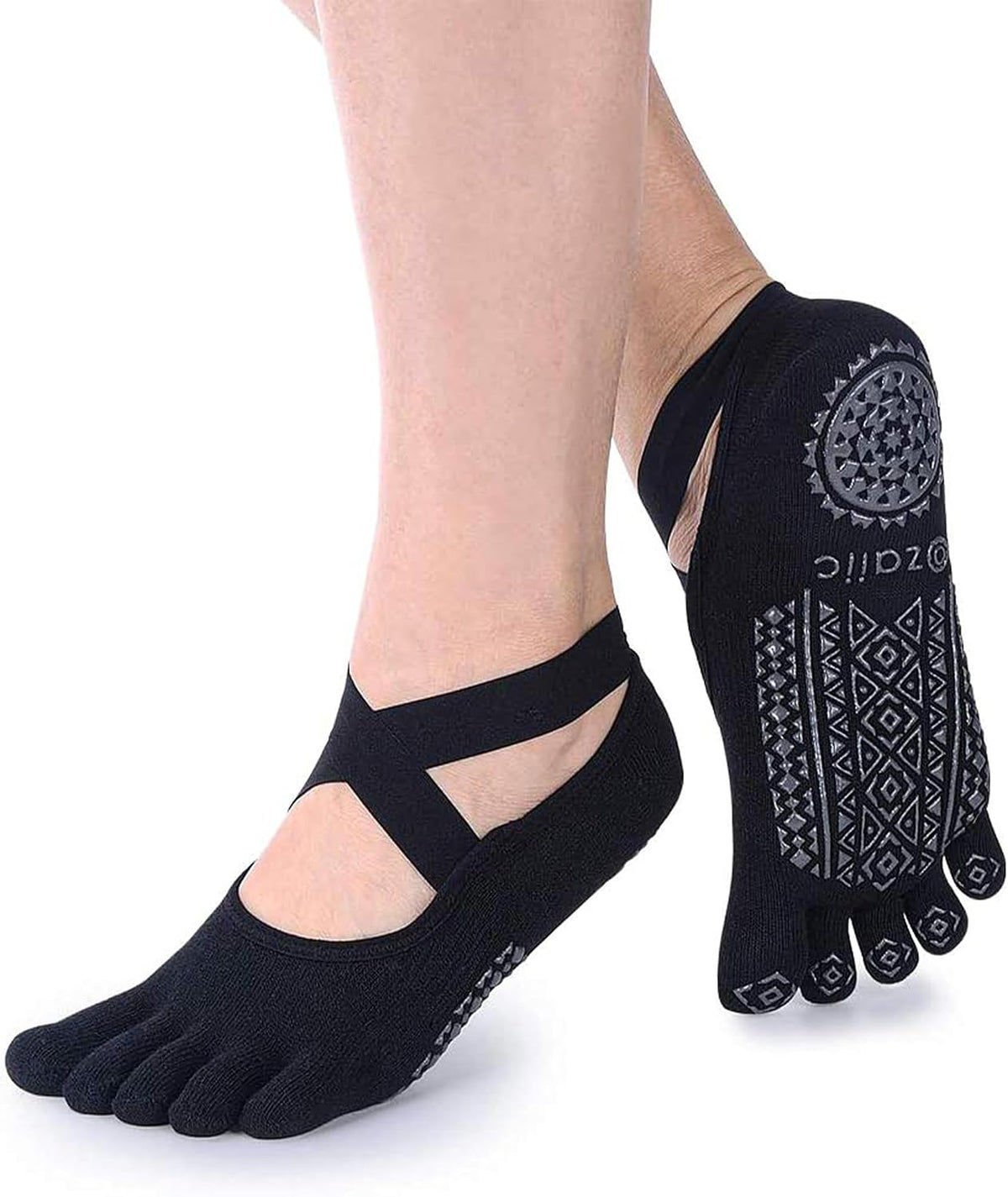 Women Pilates Socks Non Slip Grip Five Toe Yoga Socks for Fitness