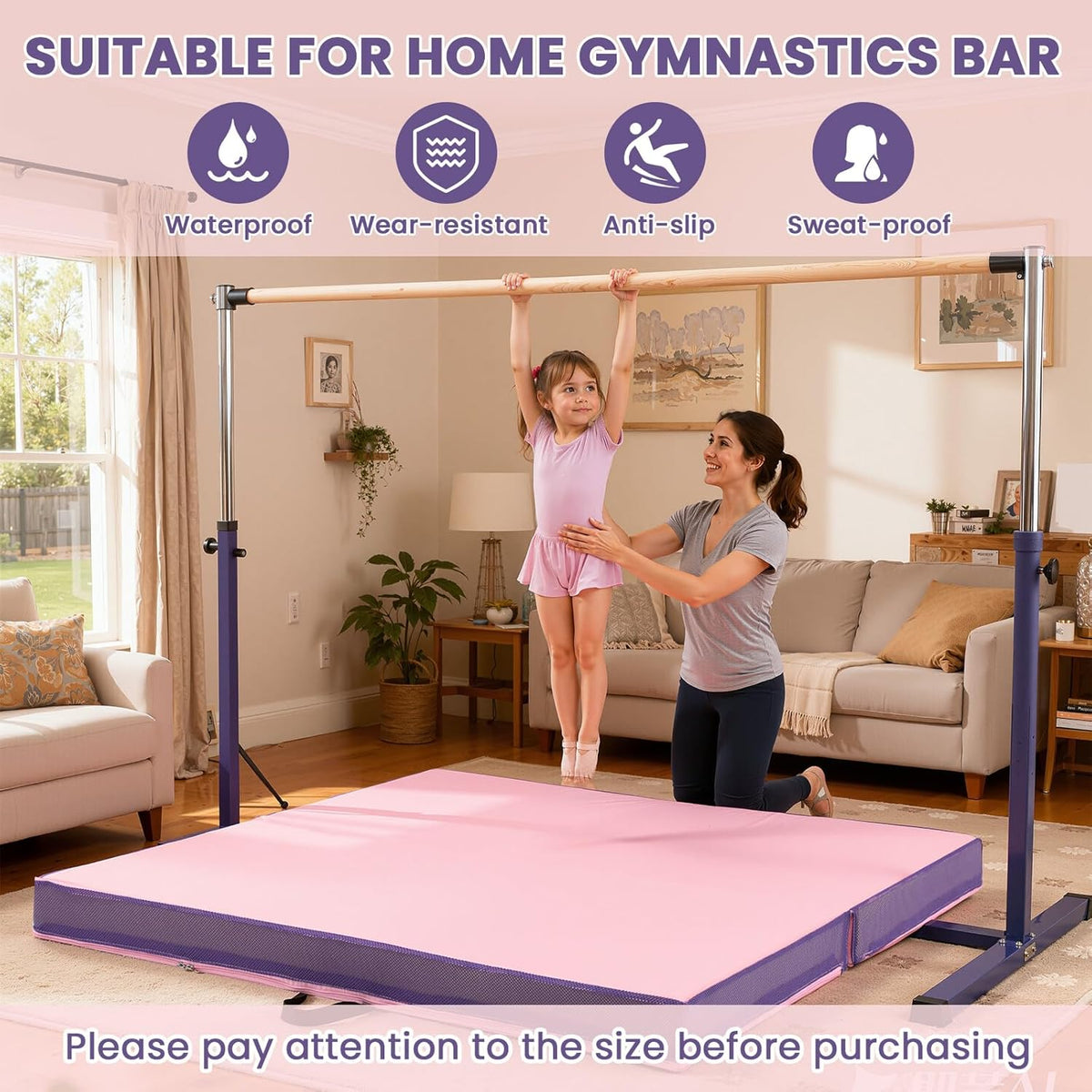 4'' Thick Folding Gymnastics Mat 4ft x 4ft Gymnastics Practice Mats for Tumbling for Girl Stretching Yoga Pilates Aerobics Workouts Cheerleading Martial Arts