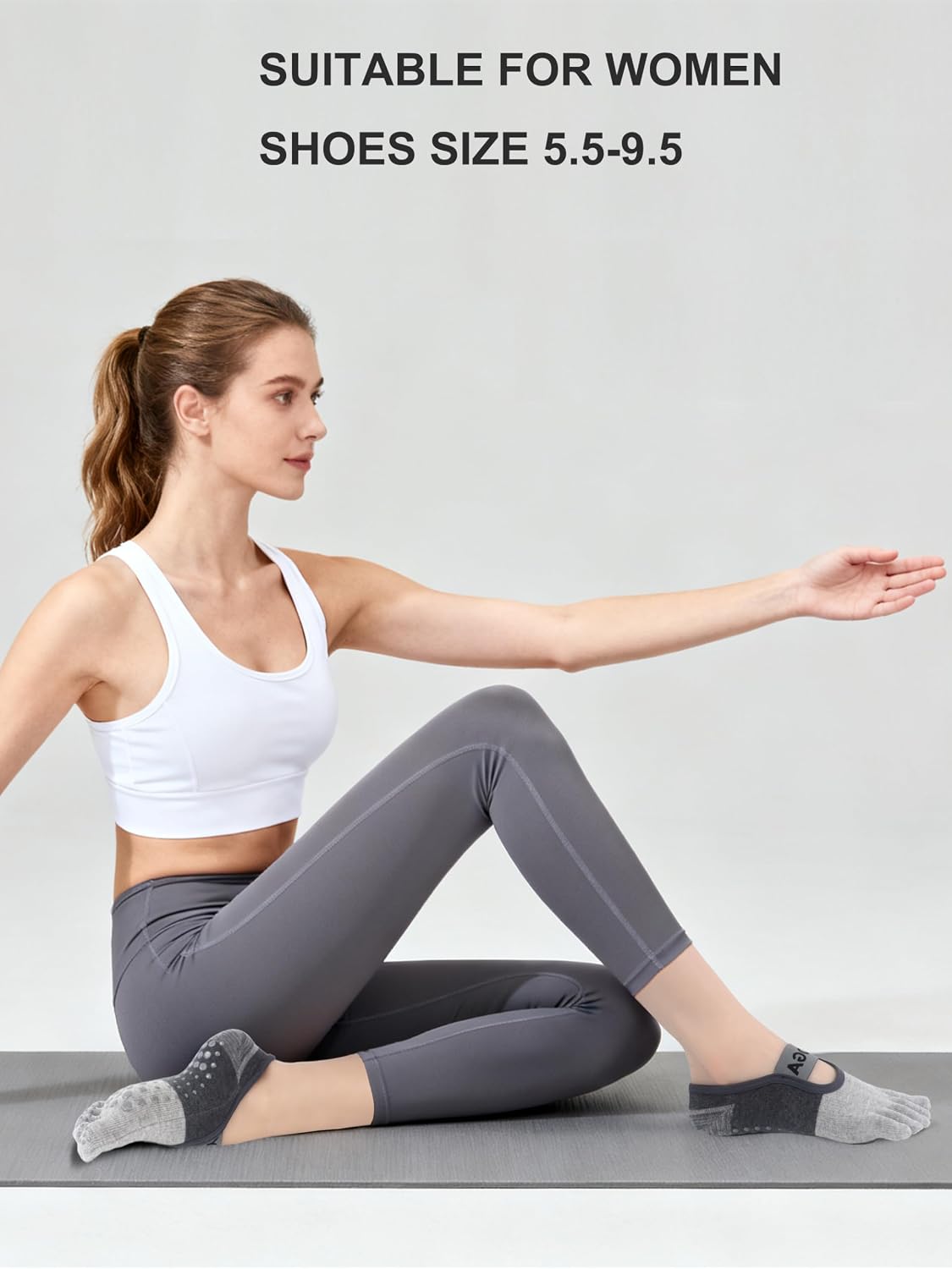 1/2 Pairs Grippy Socks Pilates Socks with Grips Women Yoga