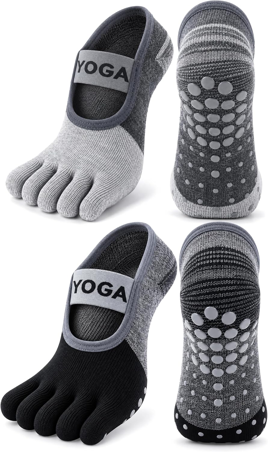 1/2 Pairs Grippy Socks Pilates Socks with Grips Women Yoga