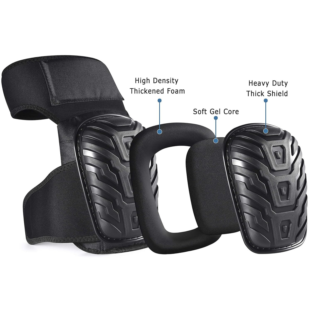 Professional Knee Pads for Work - Heavy Duty Foam Padding Kneepads for Construction, Gardening, Flooring with Comfortable Gel Cushion to Save Your Knees (Knee High)