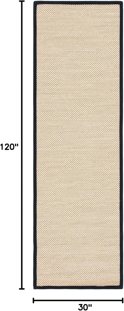 Area Rug 11x15 - Natural Fiber Collection - Large - Maize & Linen Color, Sisal, Woven Design with Border (NF141B) - Colors A