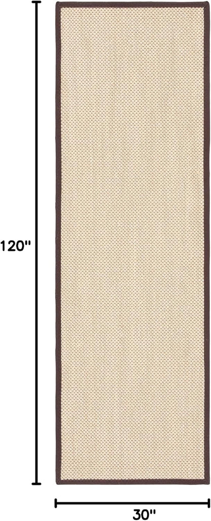 Area Rug 11x15 - Natural Fiber Collection - Large - Maize & Linen Color, Sisal, Woven Design with Border (NF141B) - Colors A