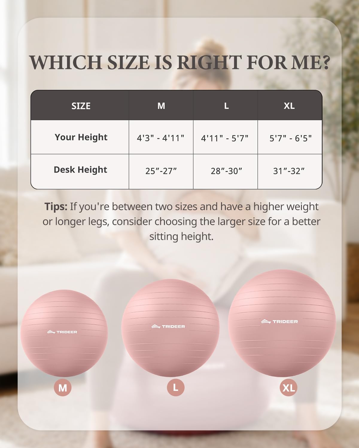 Yoga Ball for Exercise, Pregnancy, Active Sitting, 55/65/75cm