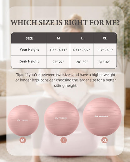 Yoga Ball for Exercise, Pregnancy, Active Sitting, 55/65/75cm