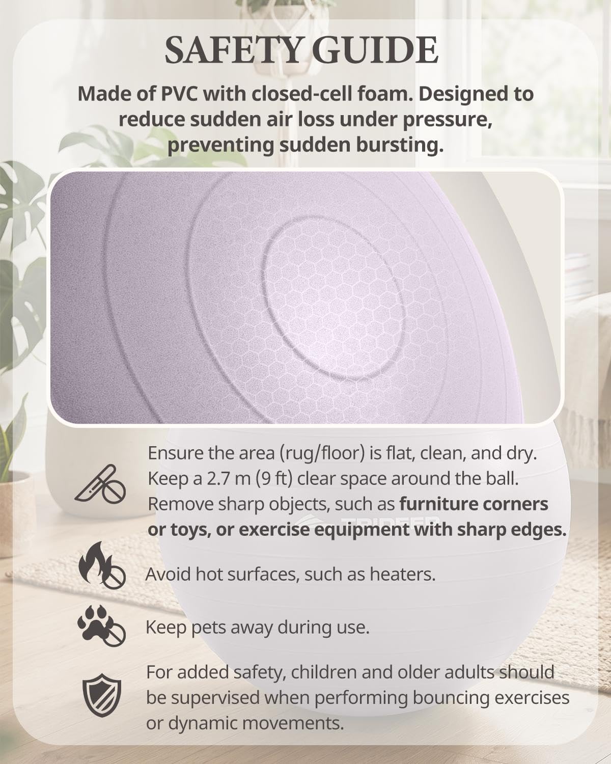 Yoga Ball for Exercise, Pregnancy, Active Sitting, 55/65/75cm