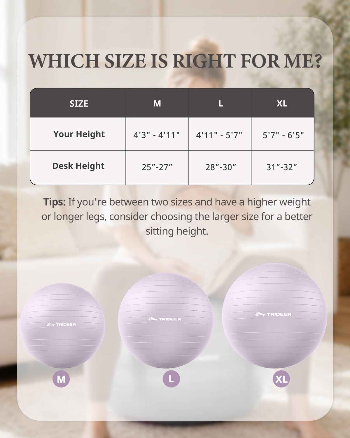 Yoga Ball for Exercise, Pregnancy, Active Sitting, 55/65/75cm