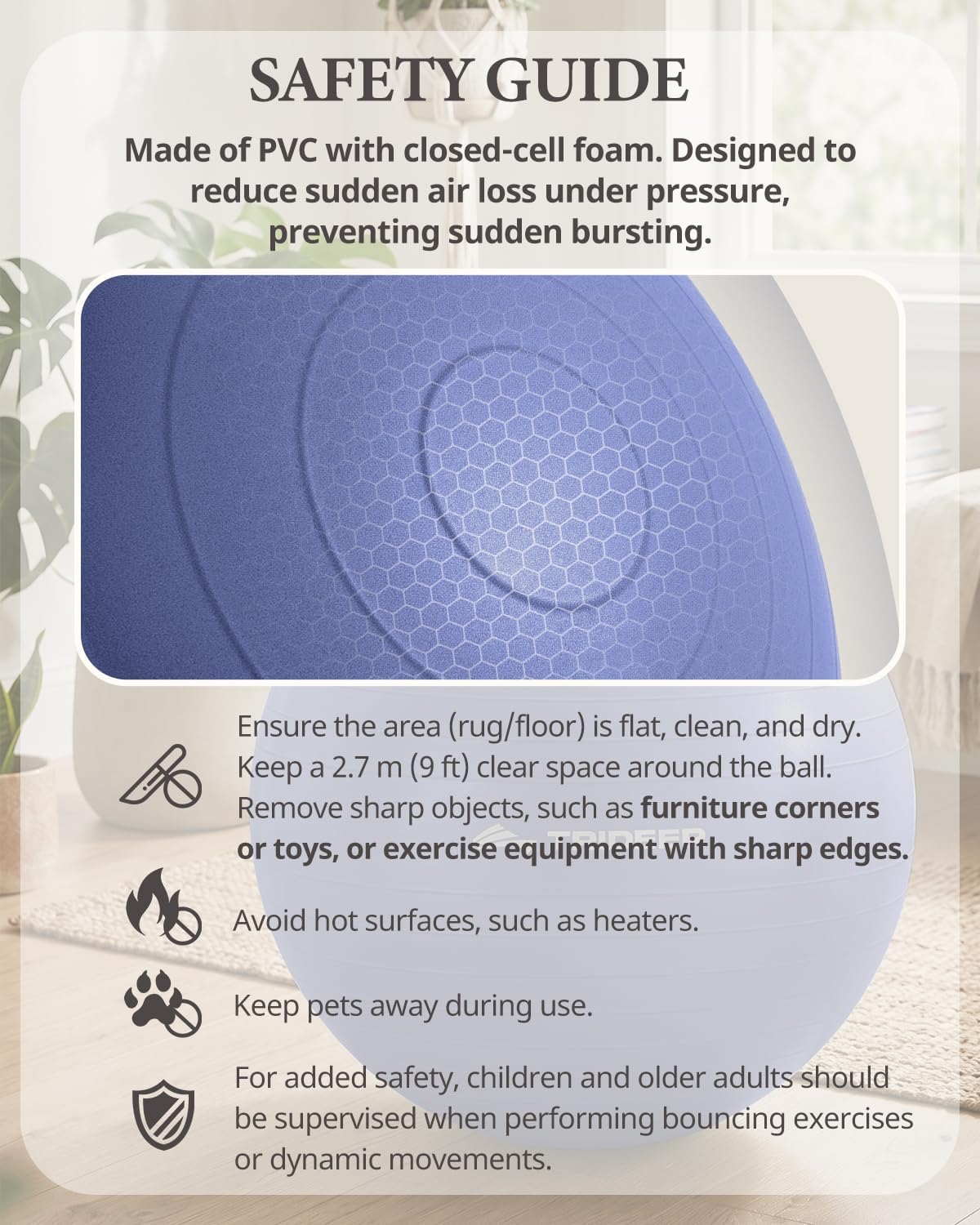 Yoga Ball for Exercise, Pregnancy, Active Sitting, 55/65/75cm