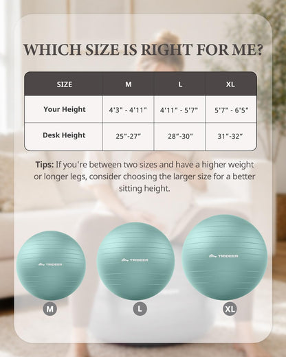 Yoga Ball for Exercise, Pregnancy, Active Sitting, 55/65/75cm