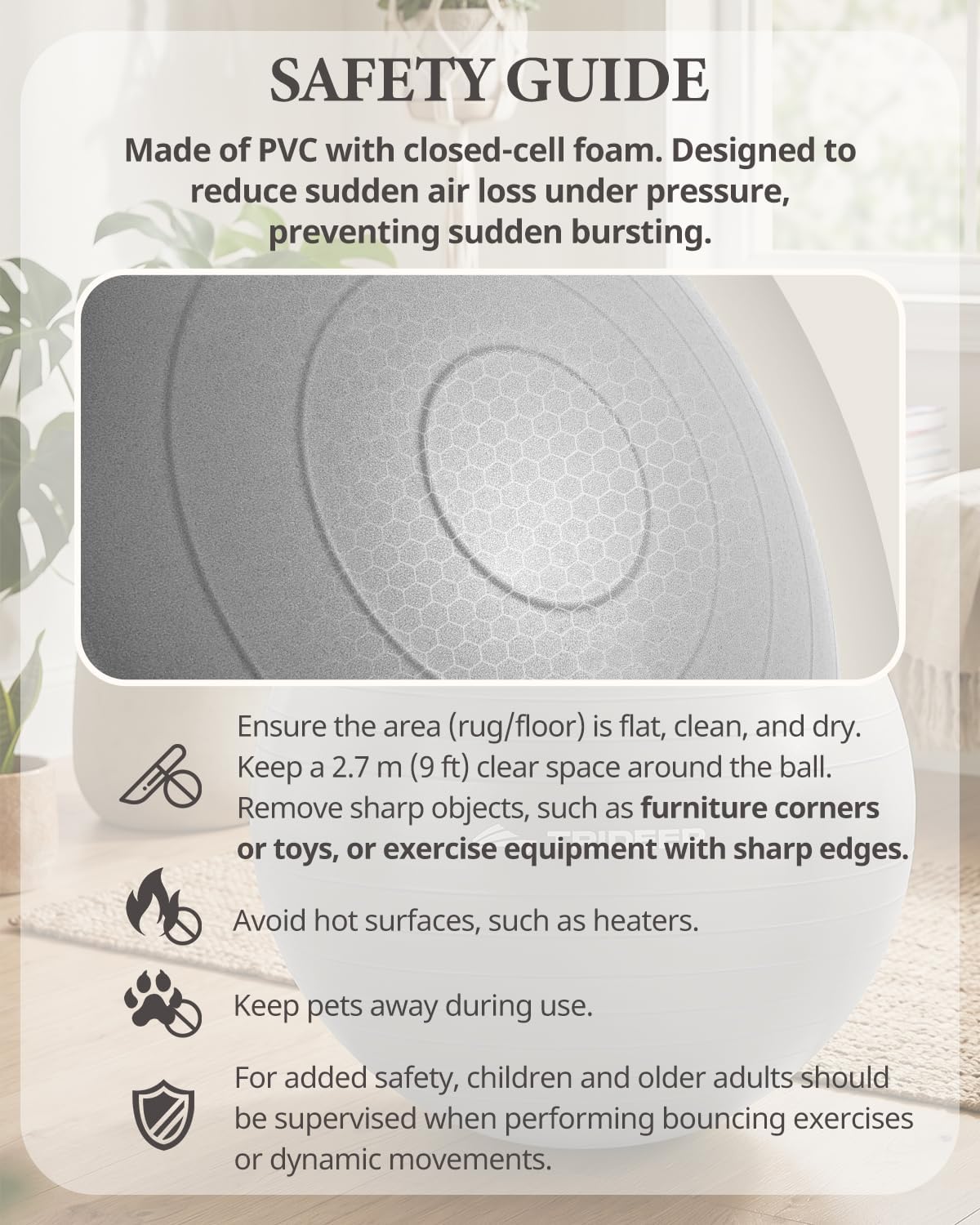 Yoga Ball for Exercise, Pregnancy, Active Sitting, 55/65/75cm
