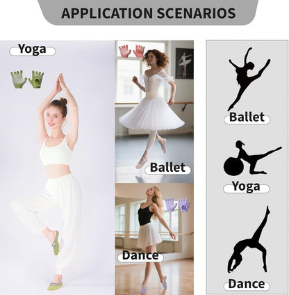 8 Pairs Yoga Gloves Socks Set with Grip for Women, Non Slip Clasped Pilates Socks and Fingerless Exercise Workout Gloves for Ballet Barre Dance Fitness