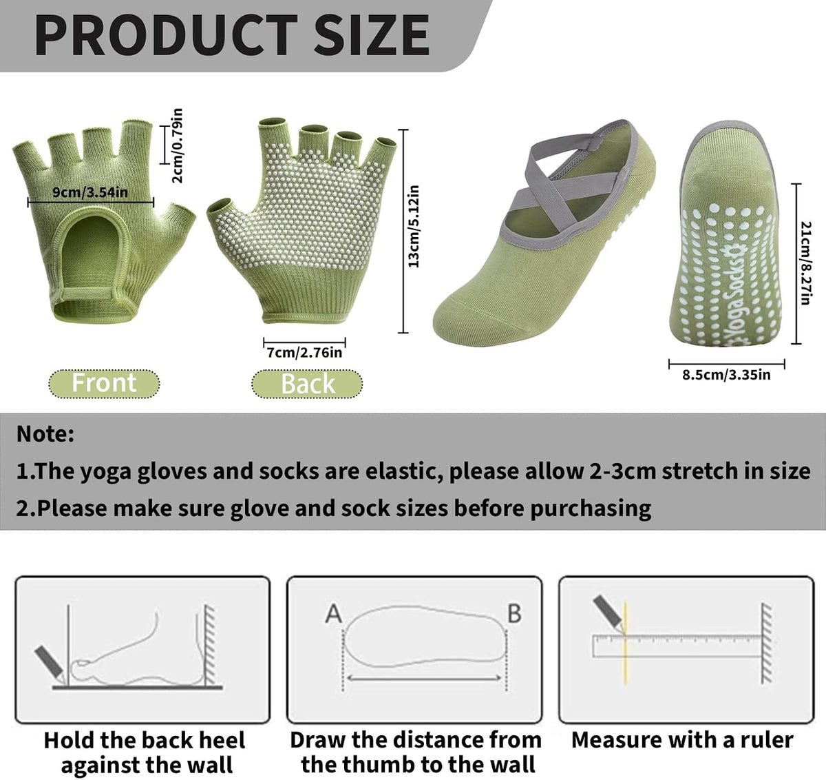 8 Pairs Yoga Gloves Socks Set with Grip for Women, Non Slip Clasped Pilates Socks and Fingerless Exercise Workout Gloves for Ballet Barre Dance Fitness