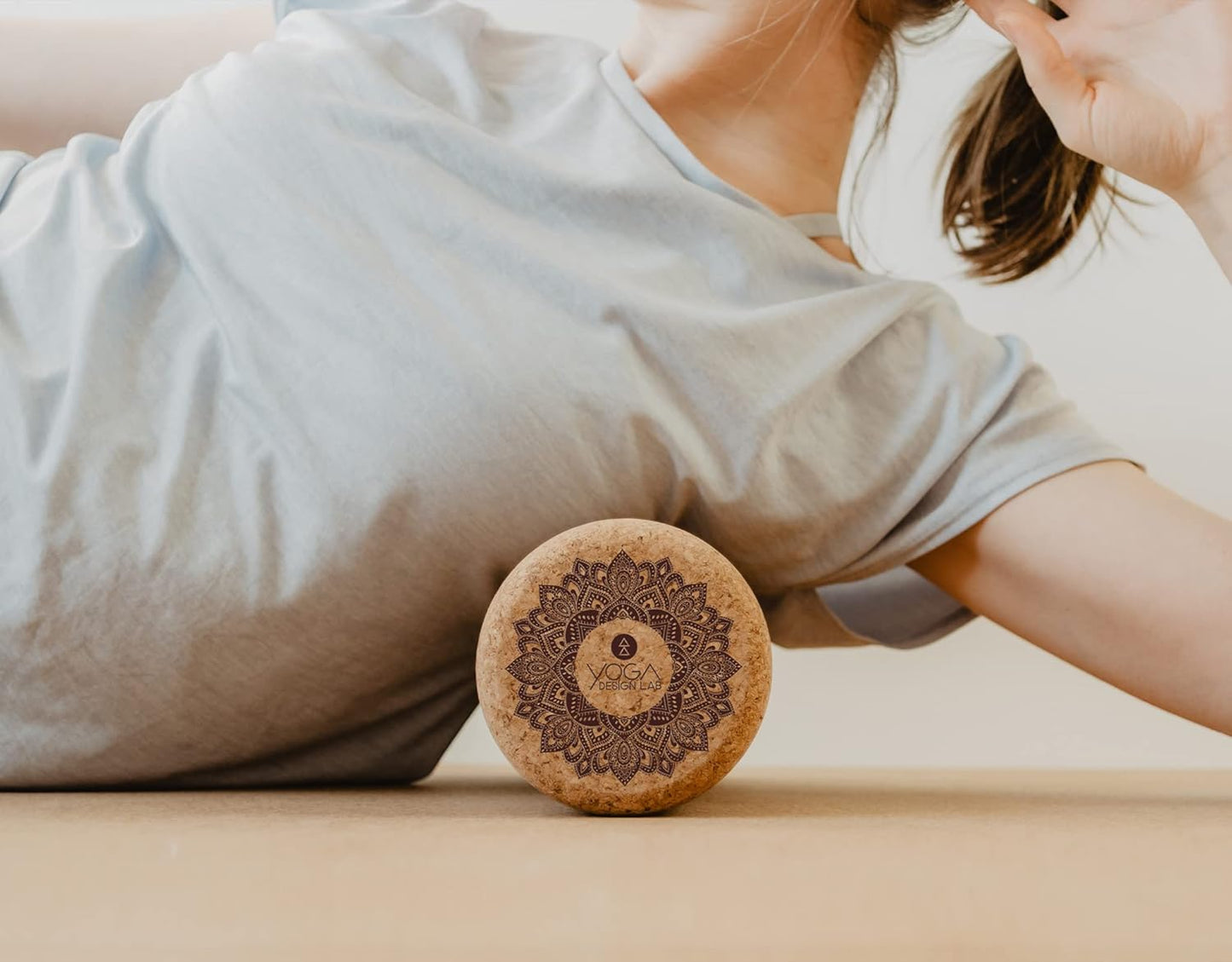Yoga Design LAB | The Cork Roller | Release Tight Muscles, Improve Circulation, Decrease Soreness, Massages Tissue | Ideal for All Areas of the Body arms, Legs, Back | Travel Friendly (Mandala Tonal)