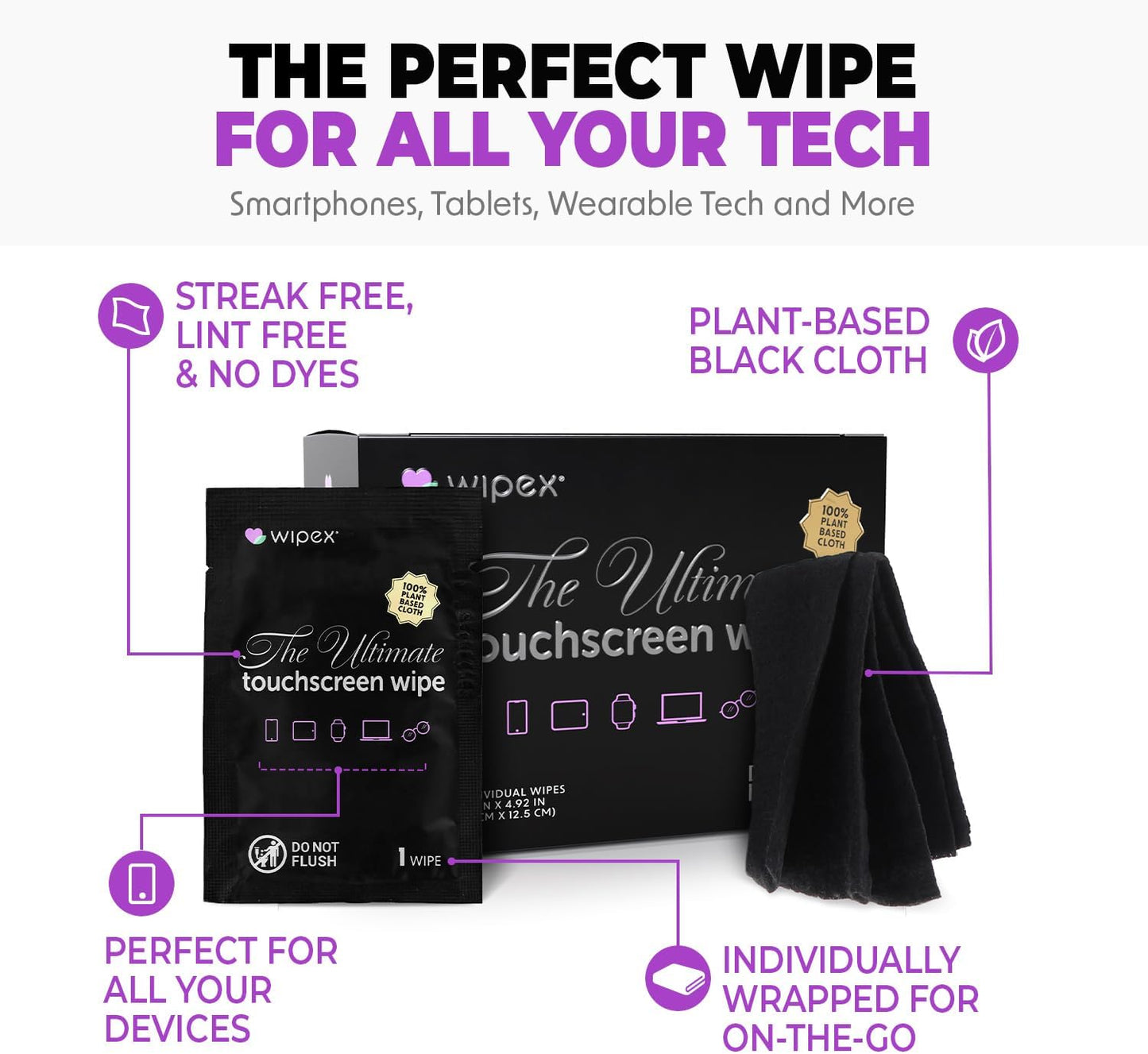 Wipex Yoga Mat Cleaner & Fitness Wipes - Natural Lavender & Vinegar Gym Equipment Cleaner - 75 Gym Wipes to Clean Yoga Mats, Spinning & Peloton Bikes, Weight Machines & Surfaces