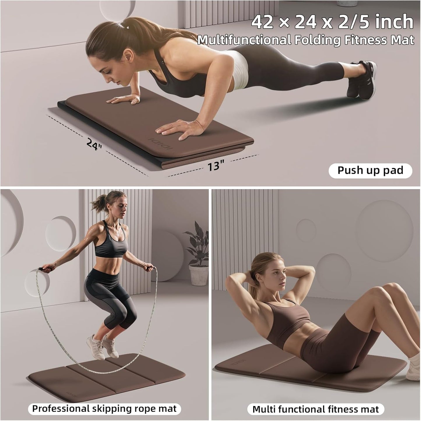 Foldable Exercise Pad for Gym or Home Use, (1.2" x 14"x 24"）Extra Thick and Wide Multi-Functional Knee Pad Cushion & Push Up Mat for Man Woman Kids, Non-Toxic POE Kids Yoga Mat, Lightweight Elbow Cushion for Yoga, Pilates