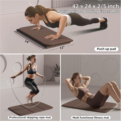 Foldable Exercise Pad for Gym or Home Use, (1.2" x 14"x 24"）Extra Thick and Wide Multi-Functional Knee Pad Cushion & Push Up Mat for Man Woman Kids, Non-Toxic POE Kids Yoga Mat, Lightweight Elbow Cushion for Yoga, Pilates