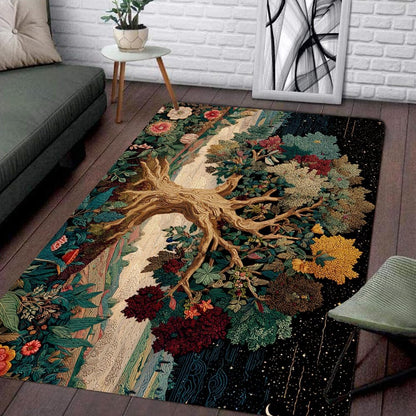 Tree of Life Area Rug – Bohemian Mandala Carpet for Living Room, Bedroom, Meditation Space, Yoga, Spiritual Home Décor – Large Soft Floor Mat for Indoor Decoration (TOL08)