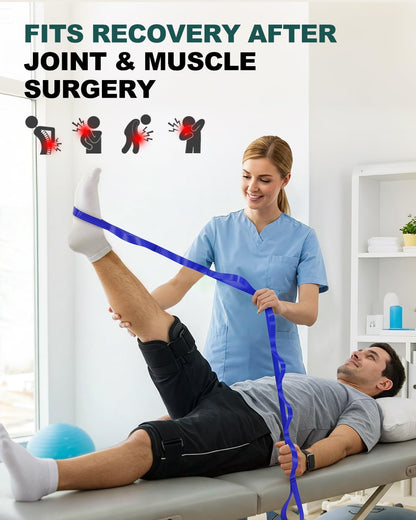 Trideer Non-Elastic Stretching Strap with Loops for Physical Therapy & Rehab, Knee Hip Leg ROM Post-Surgery, Yoga Strap for Stretching, Leg Lifter Strap Mobility Aid, Hamstring Calf Back