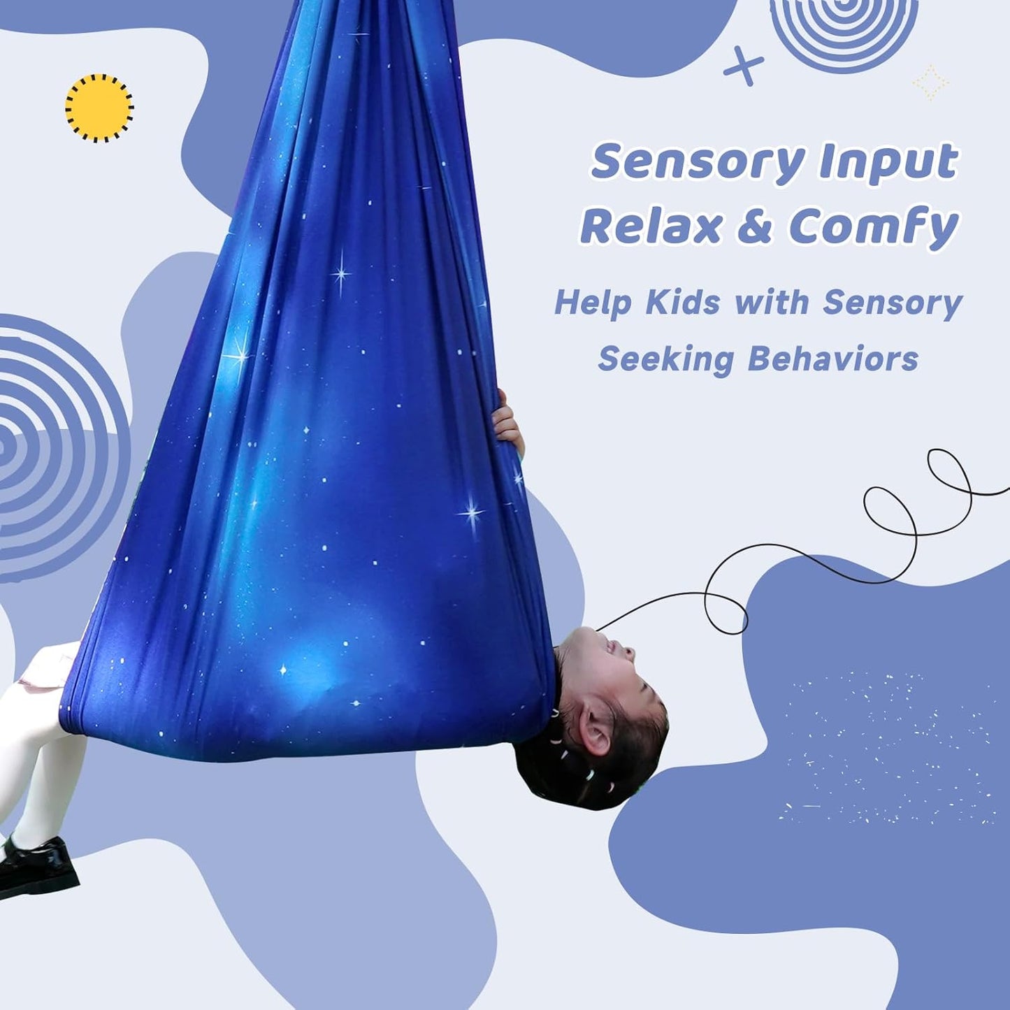 Aokitec Therapy Swing for Kids with Special Needs (Hardware Included) Snuggle Swing Cuddle Hammock Indoor Adjustable Aerial Yoga for Children with Autism, ADHD, Asperger, Sensory Integration