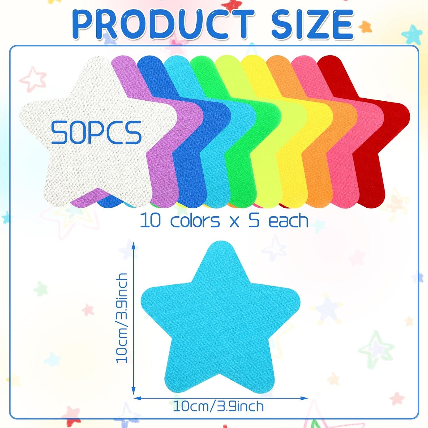 50Pcs Star Carpet Spot Markers, 4 Inch Carpet Spots for Classroom Floor Dots Rug Star Shape Marker Dots for Classroom Decoration School Teacher Supplies Yoga Gym Agility Training Activities