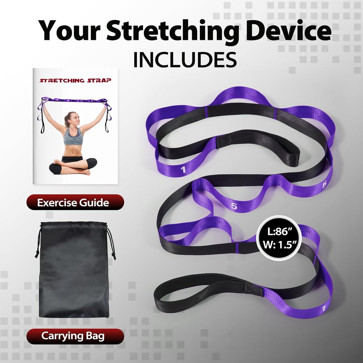 Acozycoo Stretching Strap with Loops for Physical Therapy,Yoga Strap for Stretching,Home Workout,Pilate & Flexibility Training,Non-Elastic Exercise Stretch Band for Hamstring,Leg Stretcher Belt,Flexibility Fascia