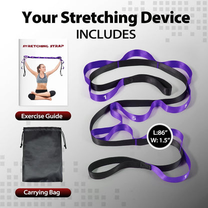 Acozycoo Stretching Strap with Loops for Physical Therapy,Yoga Strap for Stretching,Home Workout,Pilate & Flexibility Training,Non-Elastic Exercise Stretch Band for Hamstring,Leg Stretcher Belt,Flexibility Fascia