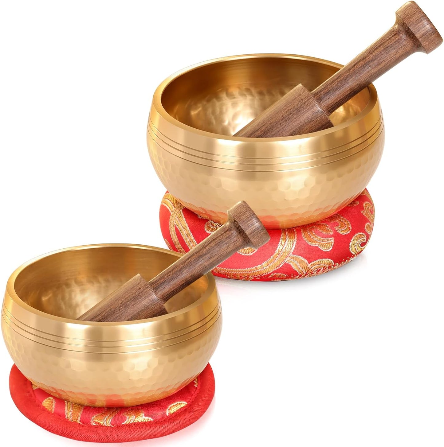 Relaehih 2-Pack Tibetan Singing Bowls Set - 100% Handmade in Nepal, Sound Bowl Meditation Set for Yoga, Chakra Healing, Meditation Gifts, Unique Gifts for Women (Blue, 3.15 + 4 inch)