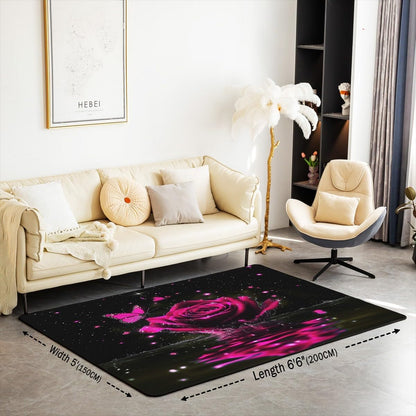 Feelyou Floral Rose Indoor Floor Mat Set,Romantic Blue Rose Rugs for Living Room Bedroom Area Rug 3x5,Boys Girls,Botanical Flower Rose Accent Rug Doormats Floor Mat for All Season