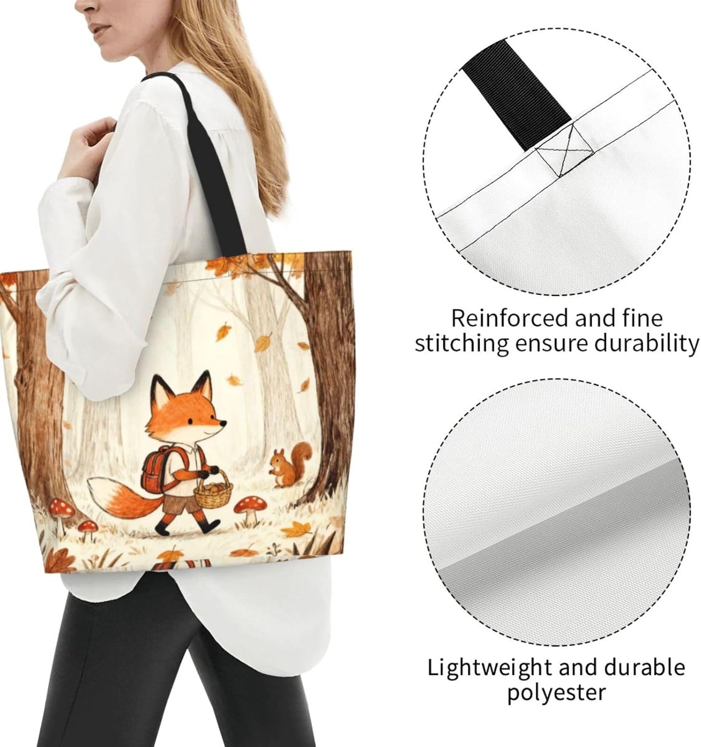Tote Shoulder Bag Large Durable Reusable Eco-friendly Handbag Lightweight Stylish for Daily Use-19.7x15.7x5.9 Inch - Colors B