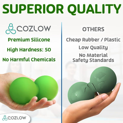 COZLOW Double Lacrosse Silicone Massage Ball - Cobalt Blue - Peanut Trigger Point Roller for Mobility, Deep Tissue Therapy, Myofascial Release - Acupressure Tool for Muscle Pain Relief