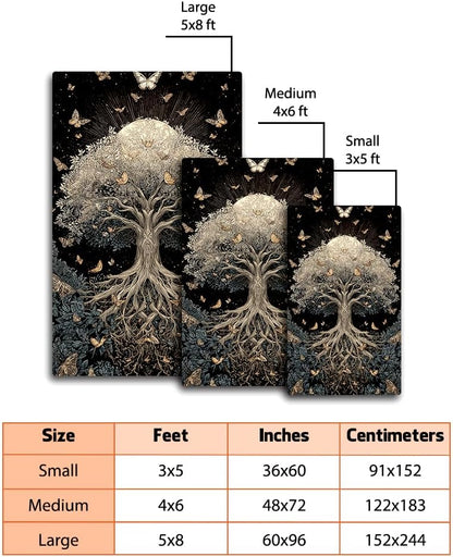 Tree of Life Rug for Living Room Bedroom – Yggdrasil Viking Area Rug Soft Non-Slip Carpet for Indoor Home Décor (Tree of Life Rug 05)