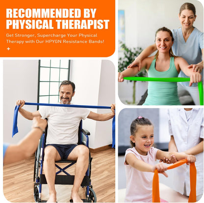 HPYGN 3 Levels Non-Latex Exercise Bands for Physical Therapy & Yoga, Professional Resistance Bands Set for Working Out, Strength Training, Pilates & Rehab, TPE Elastic Stretch Bands for Seniors, Women
