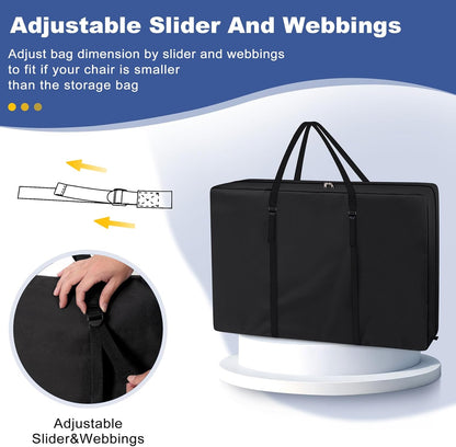 Explore Land Heavy Duty Chair Storage Bag for Folding Longue Zero Gravity Light Weight Transport Folding Rollator Walker (Black)