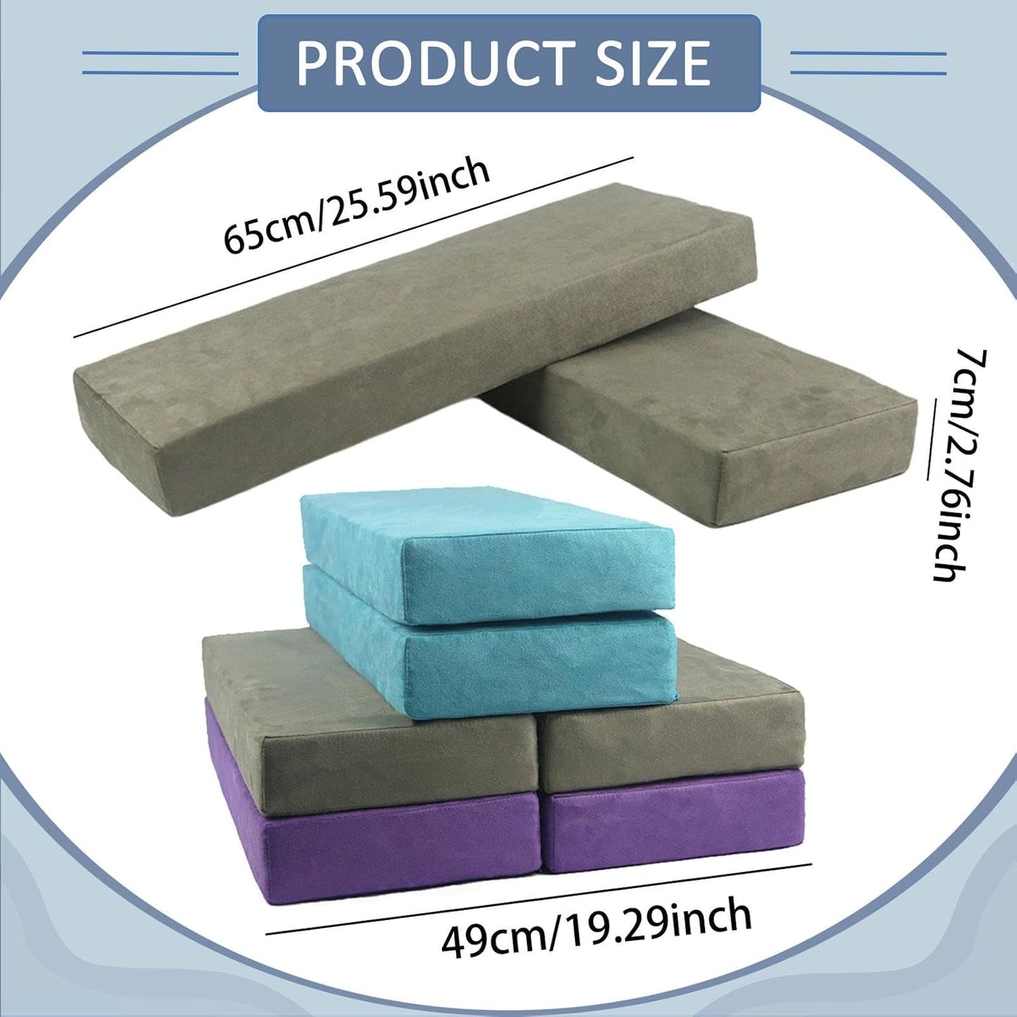 Yoga Bolster Pillow Set for Restorative Yoga Block Sponge Cushion Versatile Support Removable Cover Suede Cloth Suitable for Back Support Meditation P