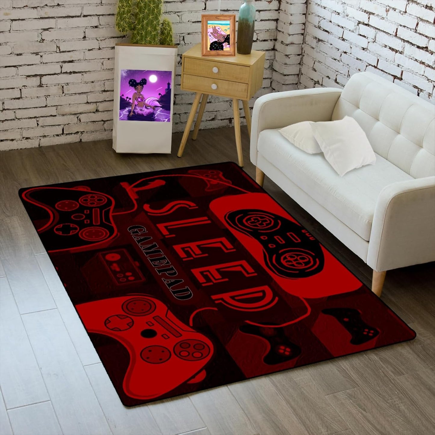 Game Controller Rugs for Bedroom Boys Living Room Gamer Gamepad Red Carpets Floor Mat Player Indoor Mats Gaming Art Design Home Decor Crystal Doormat Yoga Mats 3'x5'