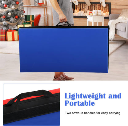 Gymnastics Mat for Tumbling, Folding Tumbling Mat Exercise Mat Gym Mat Tumbling Mats for Kids, Adults, PU Leather Yoga Mat with Carrying Handles