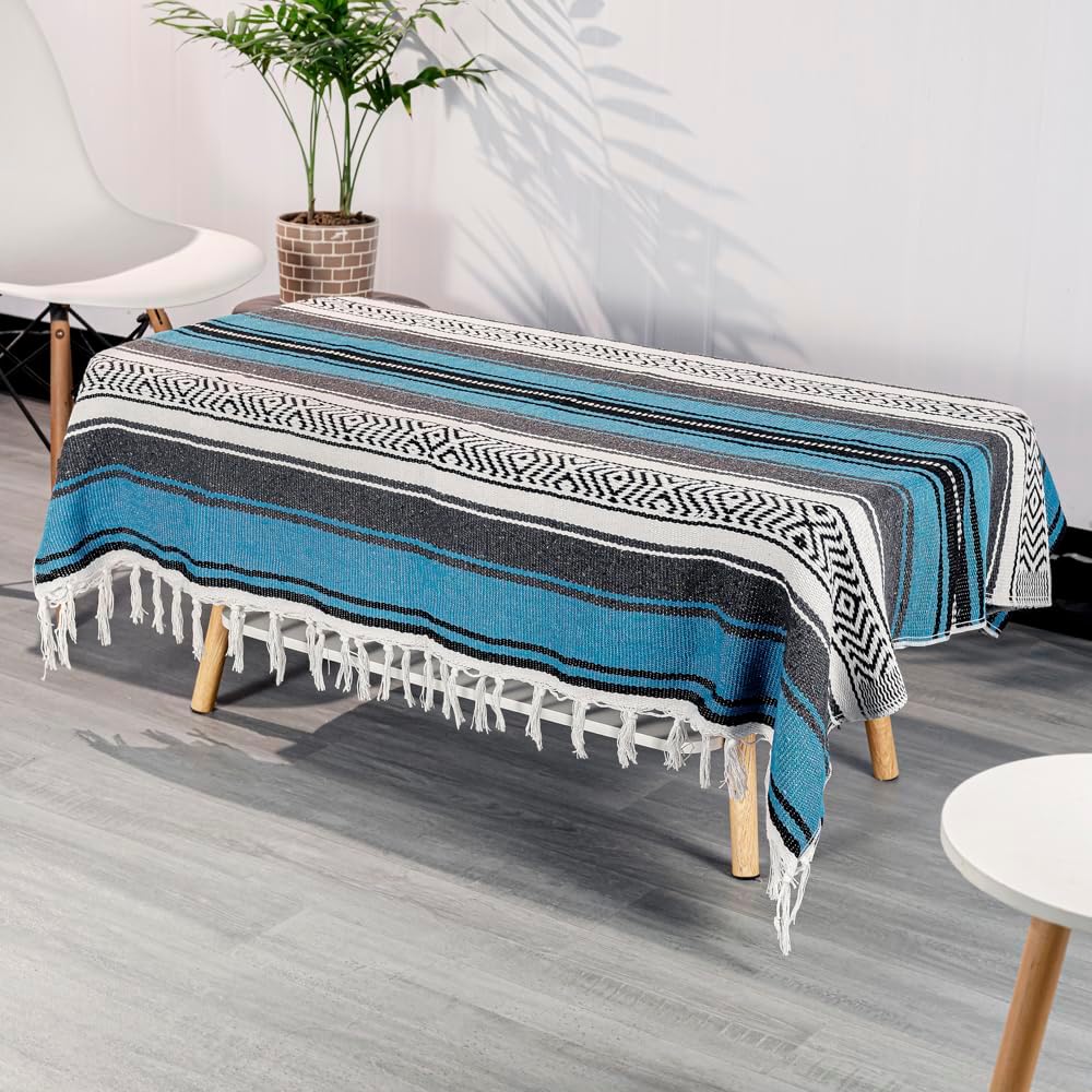Airooglee 69" L x 51" W Large Mexican Blanket - Perfect as Yoga Outdoor Beach Serape Picnic Camping Woven Blanket, Boho Home Décor - Red