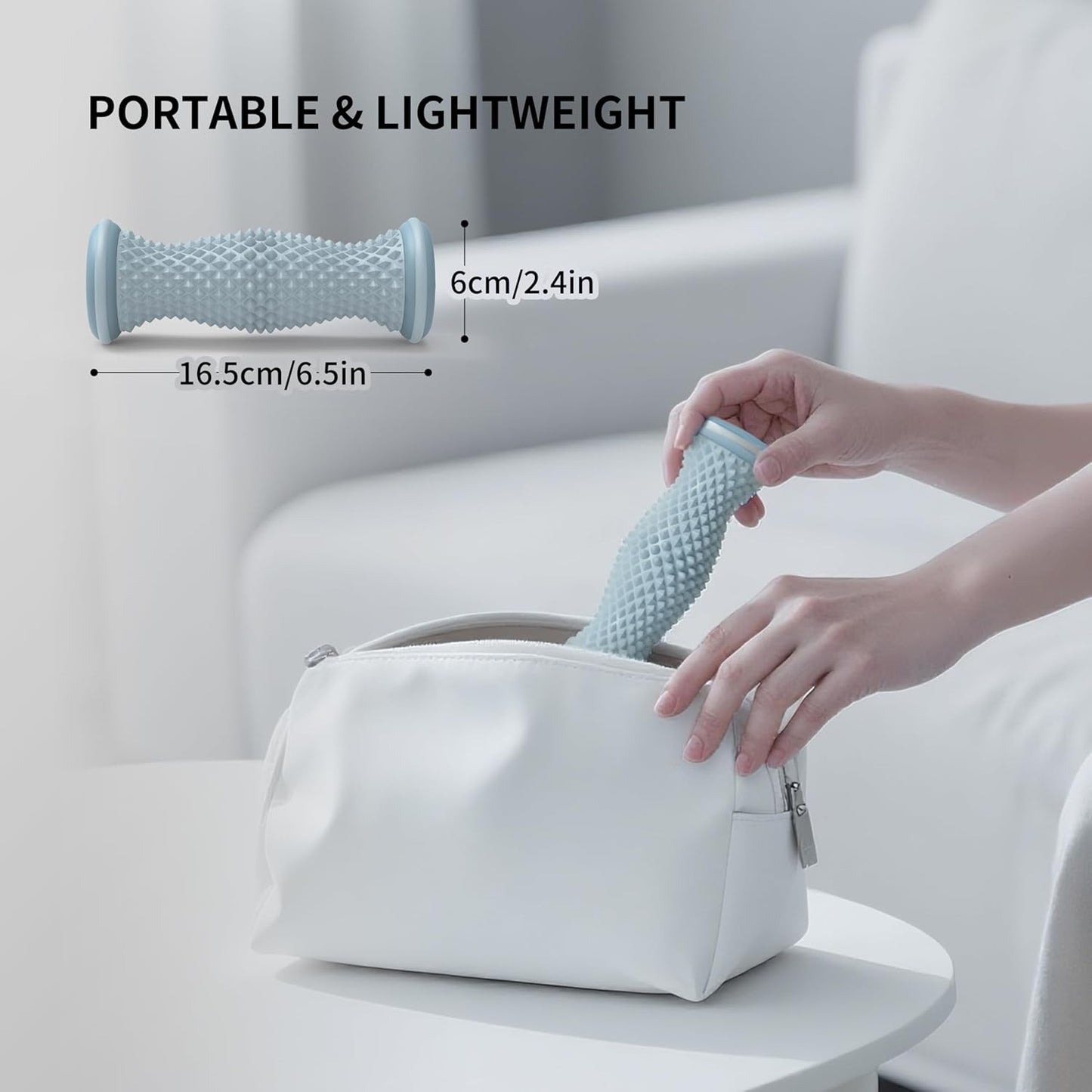 Foot Roller Massager for Plantar Fasciitis Relief, Portable Silent Deep Tissue Massager Tool for Arch and Heel Pain-Blue